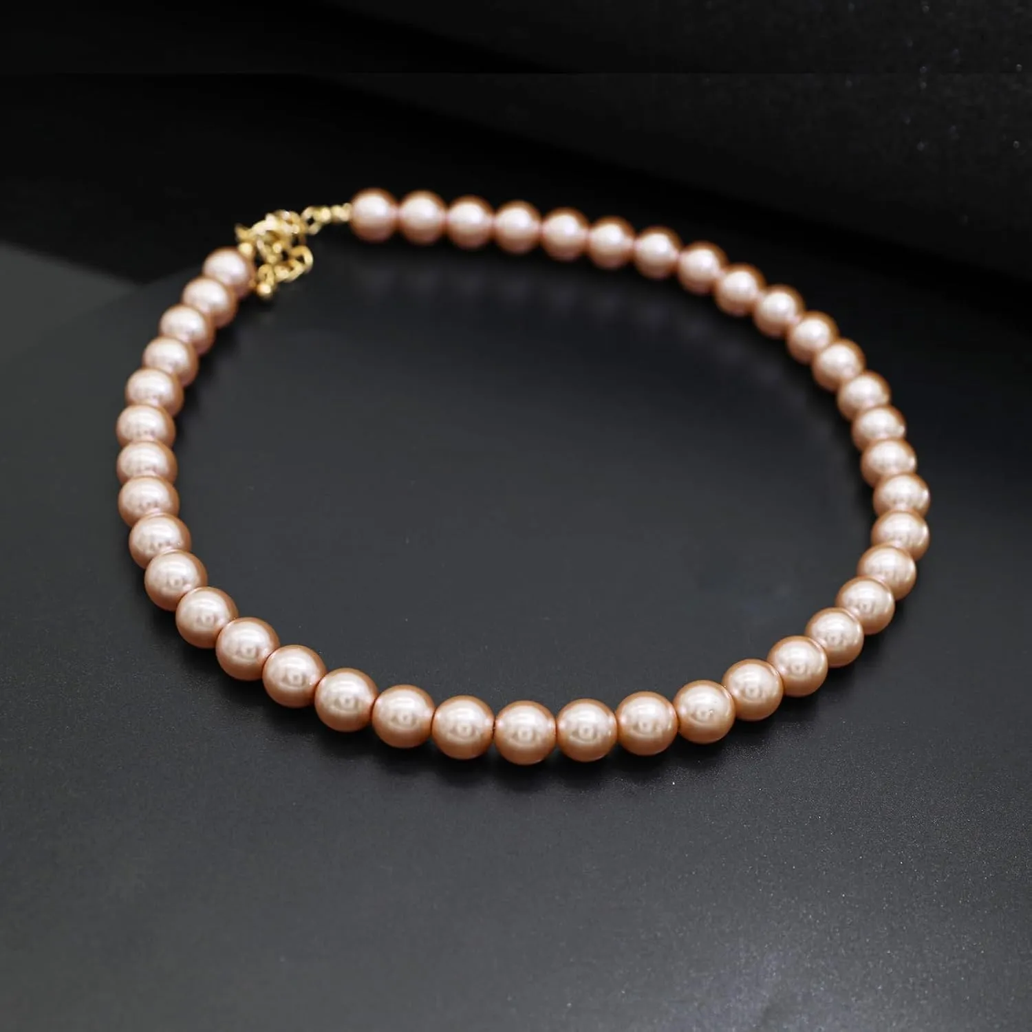 Long Simulated 10mm AAA Pearl Strand Necklace for Women Multicolor Pearl Choker Necklace 1920s Pearl Statement Necklace Costume Jewelry