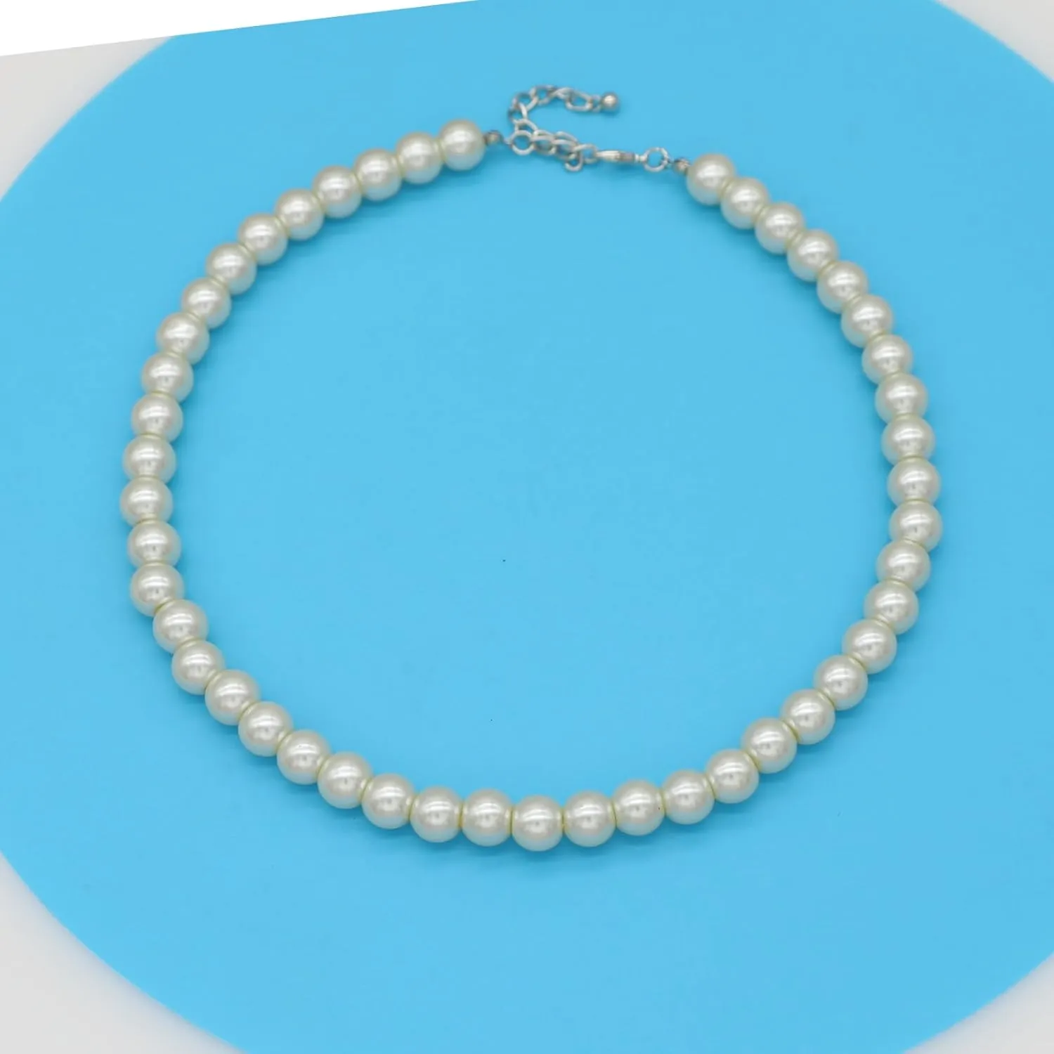 Long Simulated 10mm AAA Pearl Strand Necklace for Women Multicolor Pearl Choker Necklace 1920s Pearl Statement Necklace Costume Jewelry