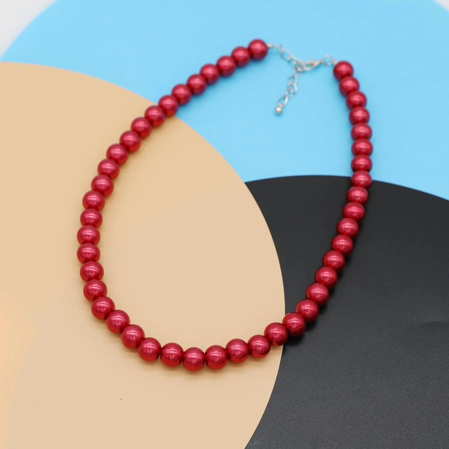 Long Simulated 10mm AAA Pearl Strand Necklace for Women Multicolor Pearl Choker Necklace 1920s Pearl Statement Necklace Costume Jewelry