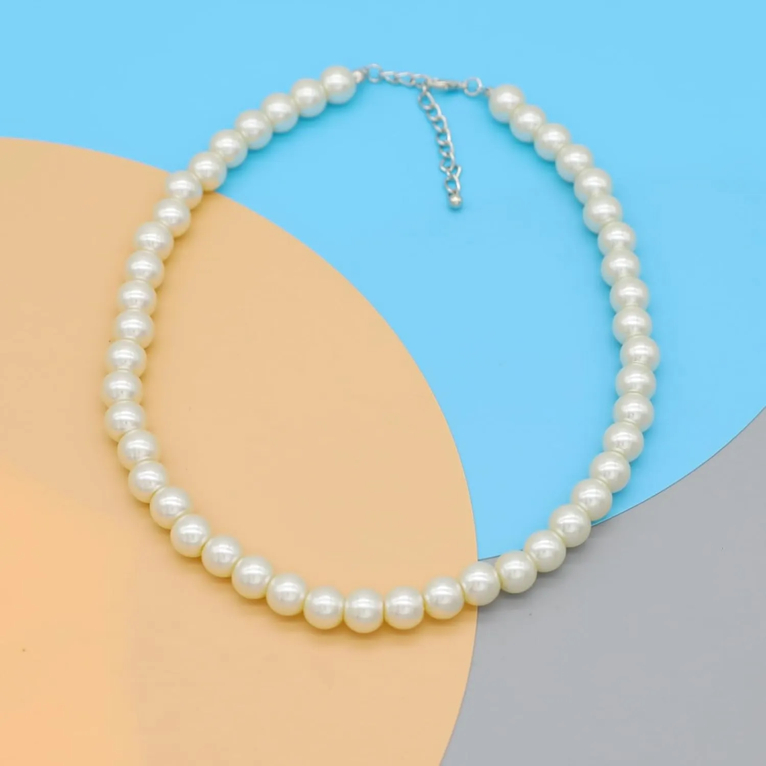 Long Simulated 10mm AAA Pearl Strand Necklace for Women Multicolor Pearl Choker Necklace 1920s Pearl Statement Necklace Costume Jewelry