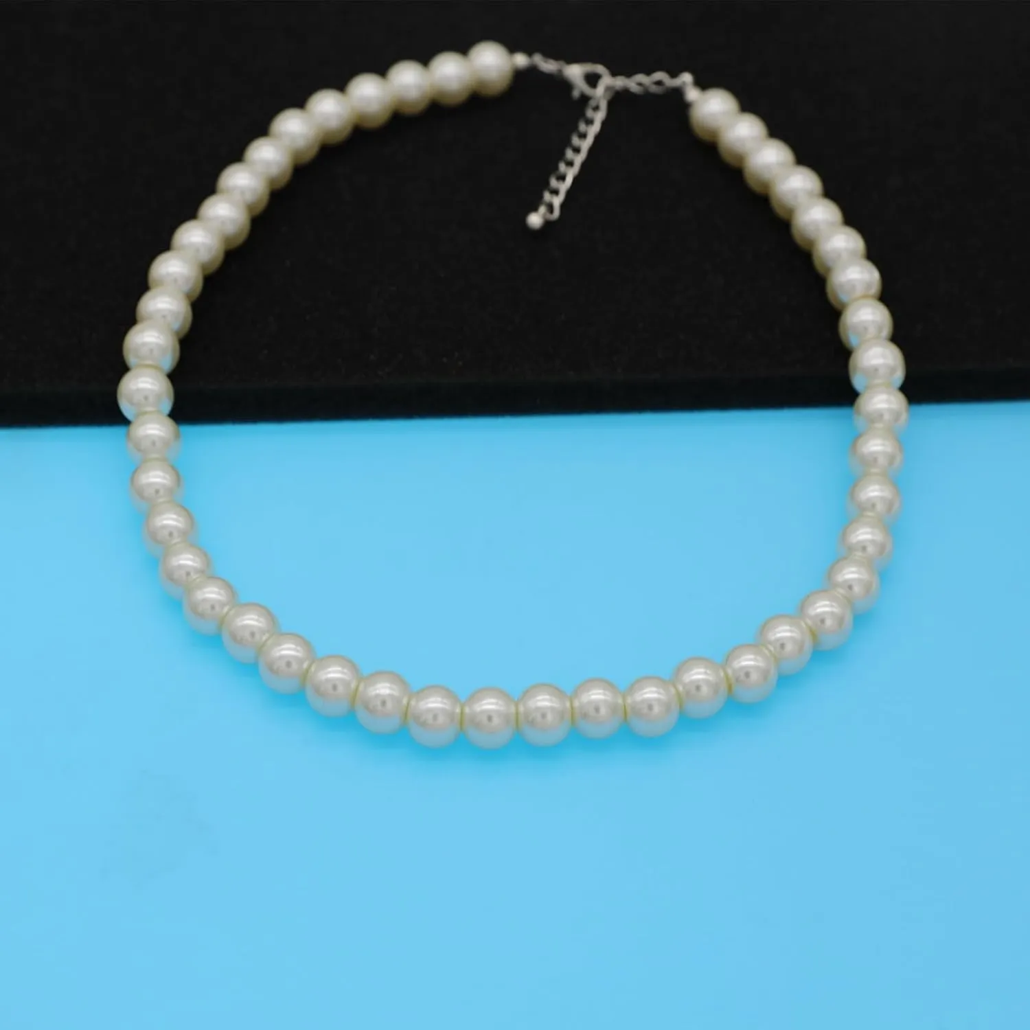 Long Simulated 10mm AAA Pearl Strand Necklace for Women Multicolor Pearl Choker Necklace 1920s Pearl Statement Necklace Costume Jewelry