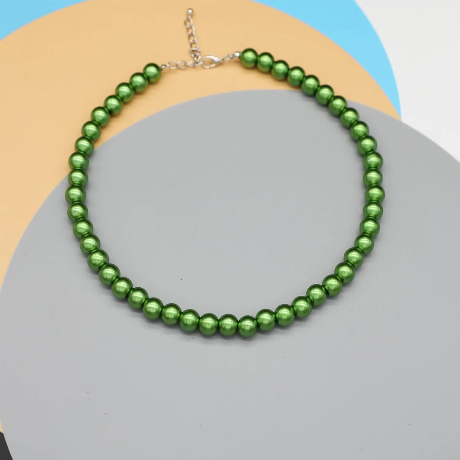Long Simulated 10mm AAA Pearl Strand Necklace for Women Multicolor Pearl Choker Necklace 1920s Pearl Statement Necklace Costume Jewelry