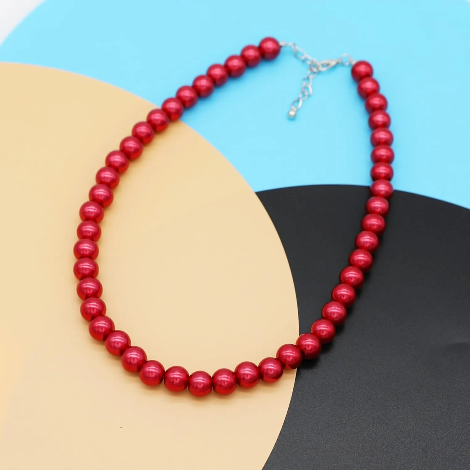 Long Simulated 10mm AAA Pearl Strand Necklace for Women Multicolor Pearl Choker Necklace 1920s Pearl Statement Necklace Costume Jewelry
