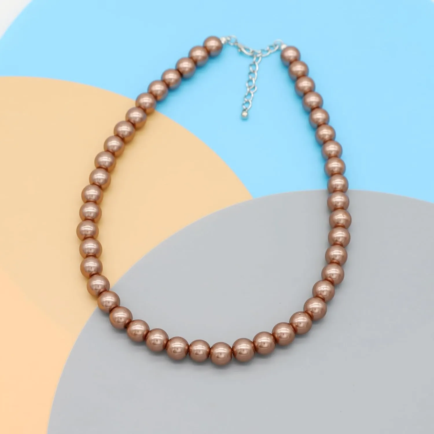 Long Simulated 10mm AAA Pearl Strand Necklace for Women Multicolor Pearl Choker Necklace 1920s Pearl Statement Necklace Costume Jewelry