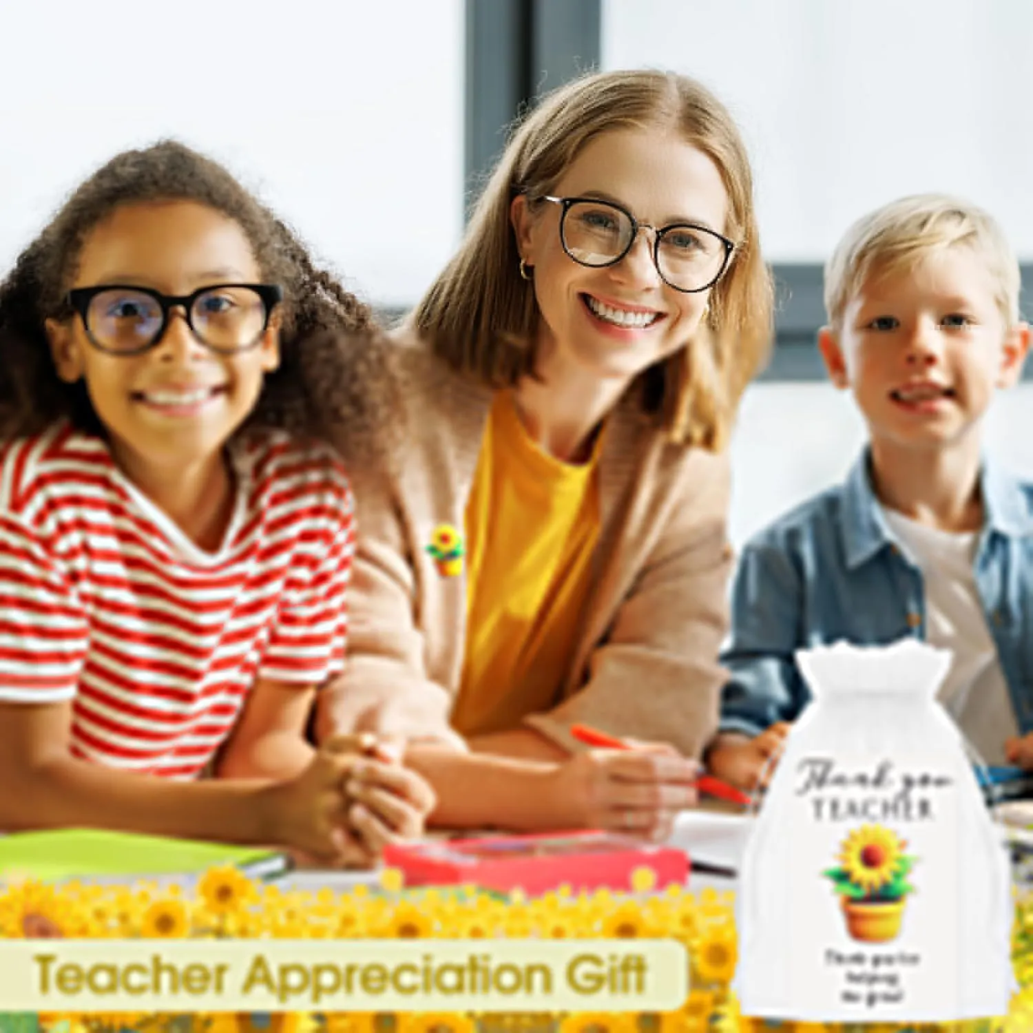 Misdary Teacher Appreciation Gifts Cute Sunflower Bee Lapel Pin Badge Thank You Gift for Employee Coworker