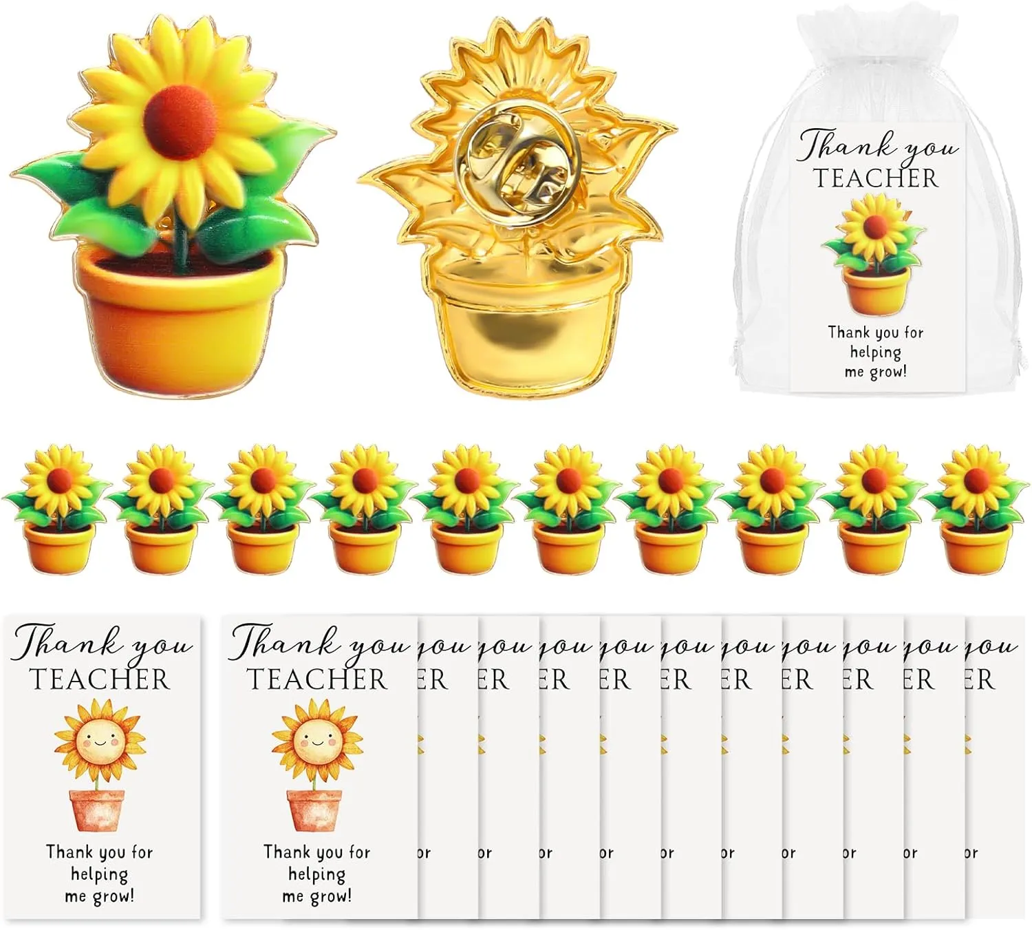 Misdary Teacher Appreciation Gifts Cute Sunflower Bee Lapel Pin Badge Thank You Gift for Employee Coworker
