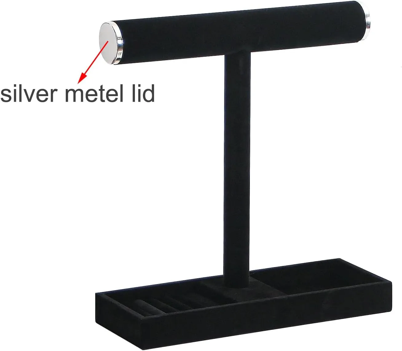 Multi-Use Jewelry Holder Stand, Necklace Bracelet Ring Organizer Stand, Scrunchie Watches Velvet Jewelry Holder Stand With Tray for Women Girls Home Use(Black with Lid)