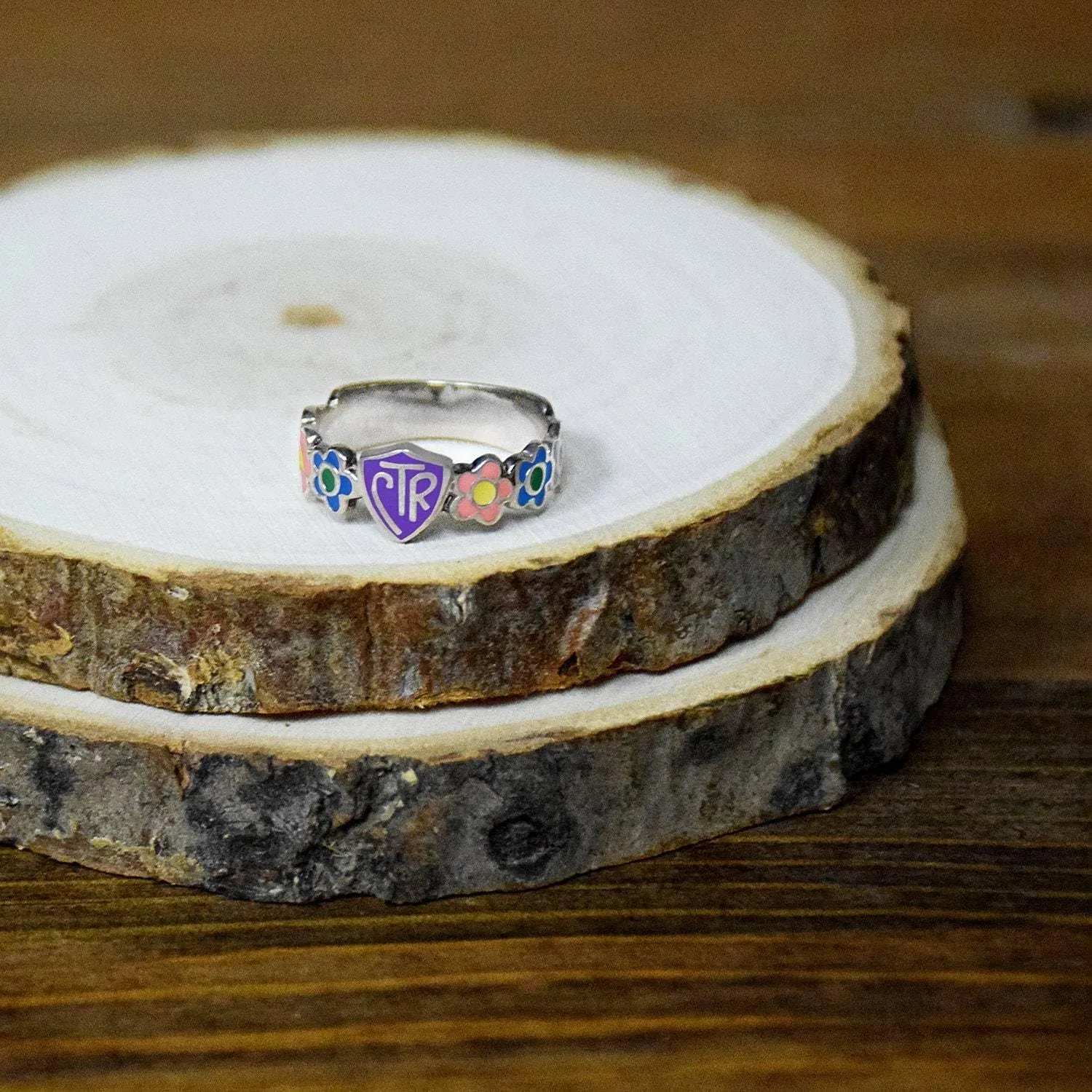 Multicolor Enamel Flower Petal LDS CTR Ring by Ringmasters | Choose the Right Faith Ring | Keepsake LDS Jewelry