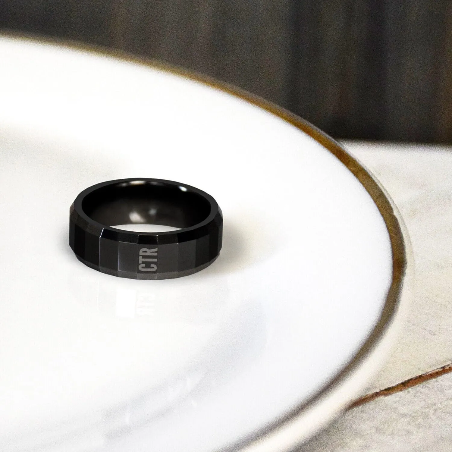 Obsidian Tungsten LDS CTR Ring by Ringmasters | Choose the Right Faith Ring | Keepsake LDS Jewelry
