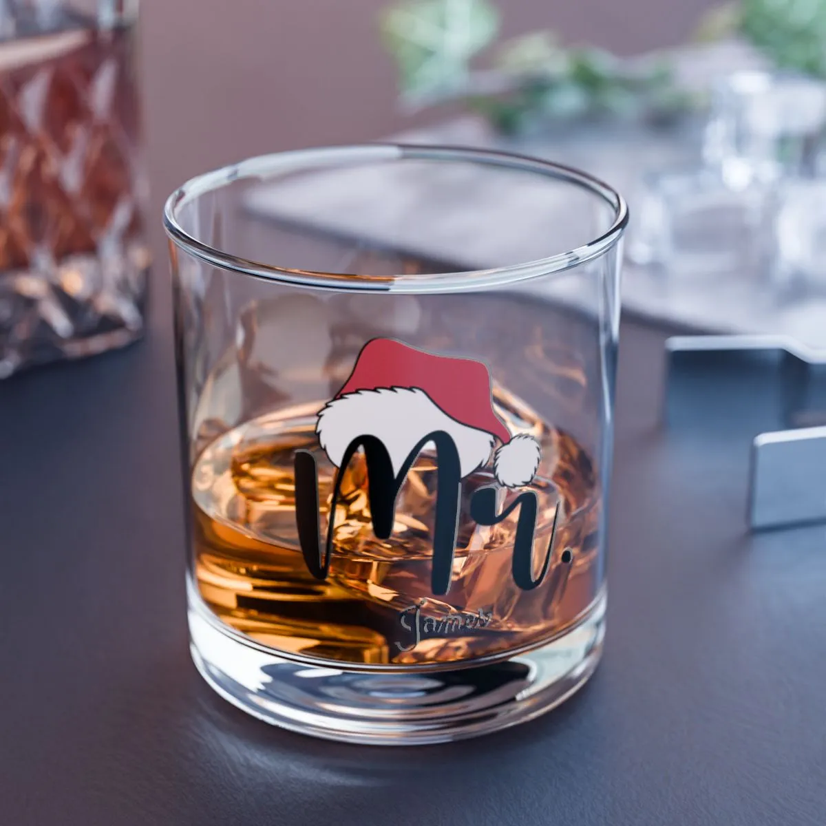 Personalised Christmas Mr & Mrs Wine Glass 12oz, Whiskey Glass 6oz, Stemless Wine Glass 11.75oz, Rock Glass 10oz