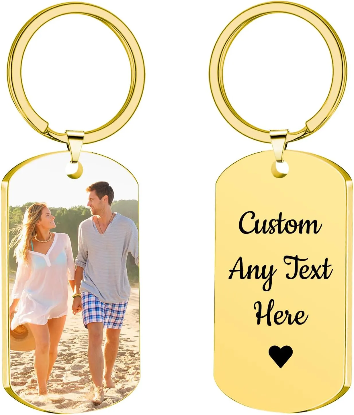 Personalized Picture Keychain - Customized Engraved Keychains with Photo Text, Personalized Gifts for Men Women Lovers