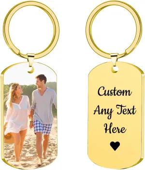 Personalized Picture Keychain - Customized Engraved Keychains with Photo Text, Personalized Gifts for Men Women Lovers