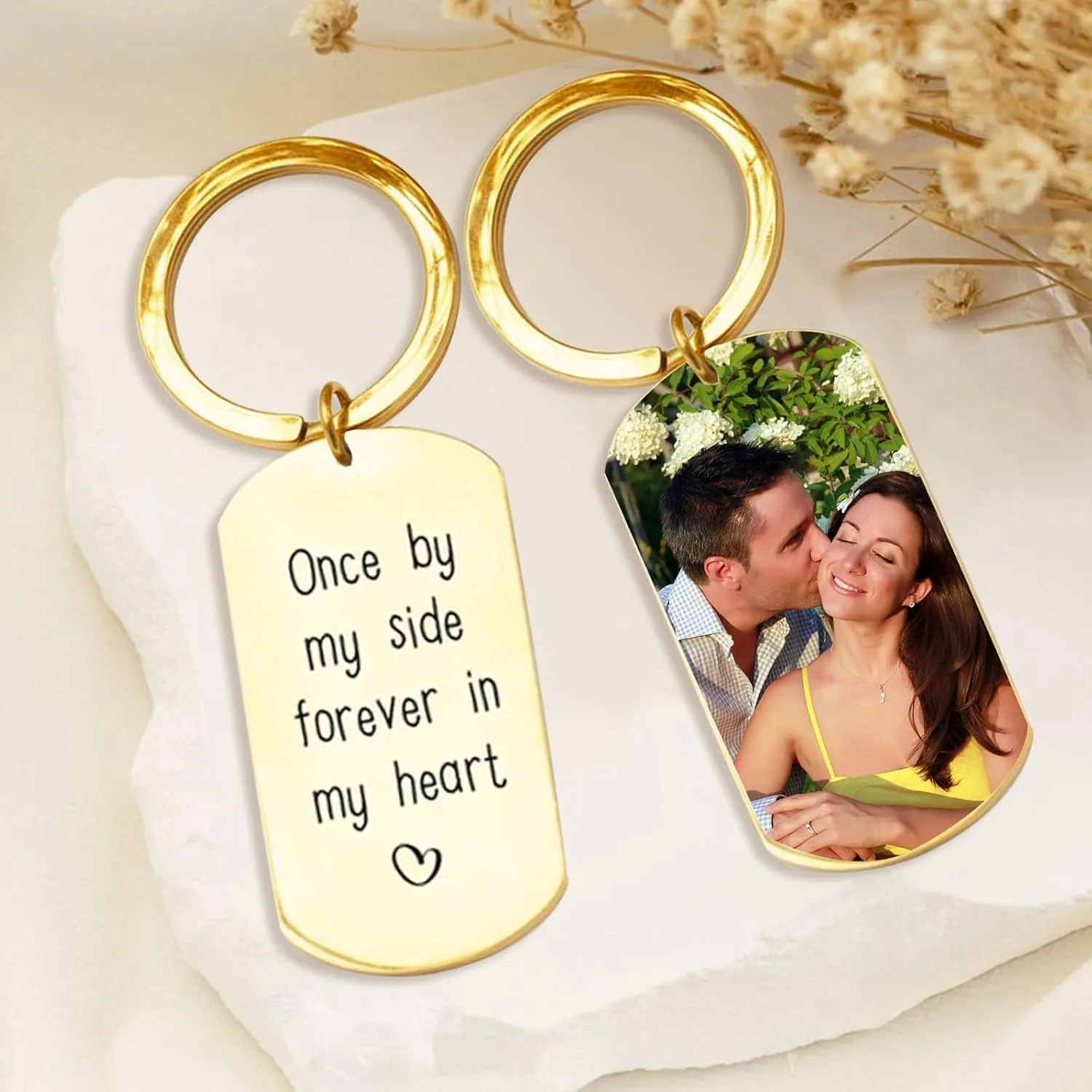 Personalized Picture Keychain - Customized Engraved Keychains with Photo Text, Personalized Gifts for Men Women Lovers