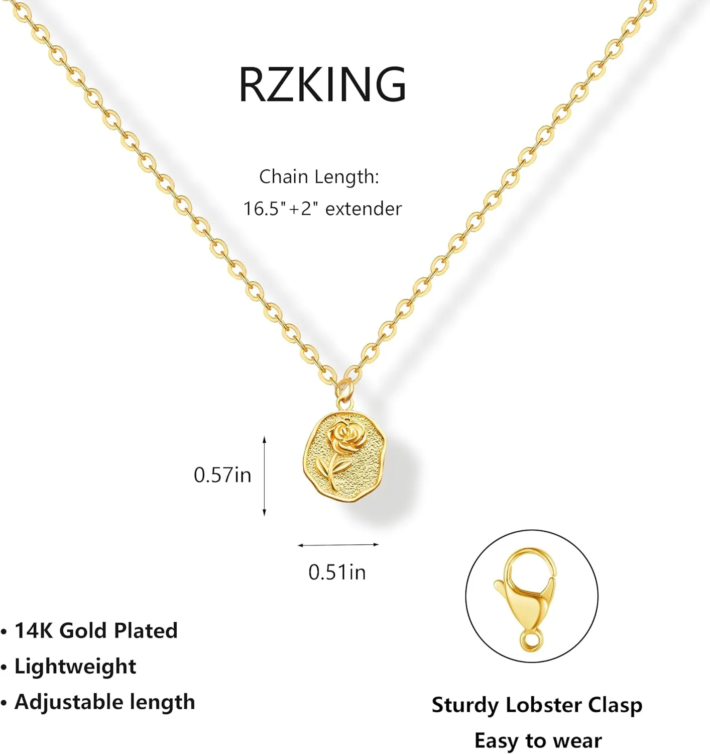 RZKING Gold Necklace for Women, Dainty Butterfly Heart Bow Rose Necklace, Gifts for Best Friend Sister Mom Girlfriend, Graduation Chritmas Birthday Anniversary Thank You Gifts