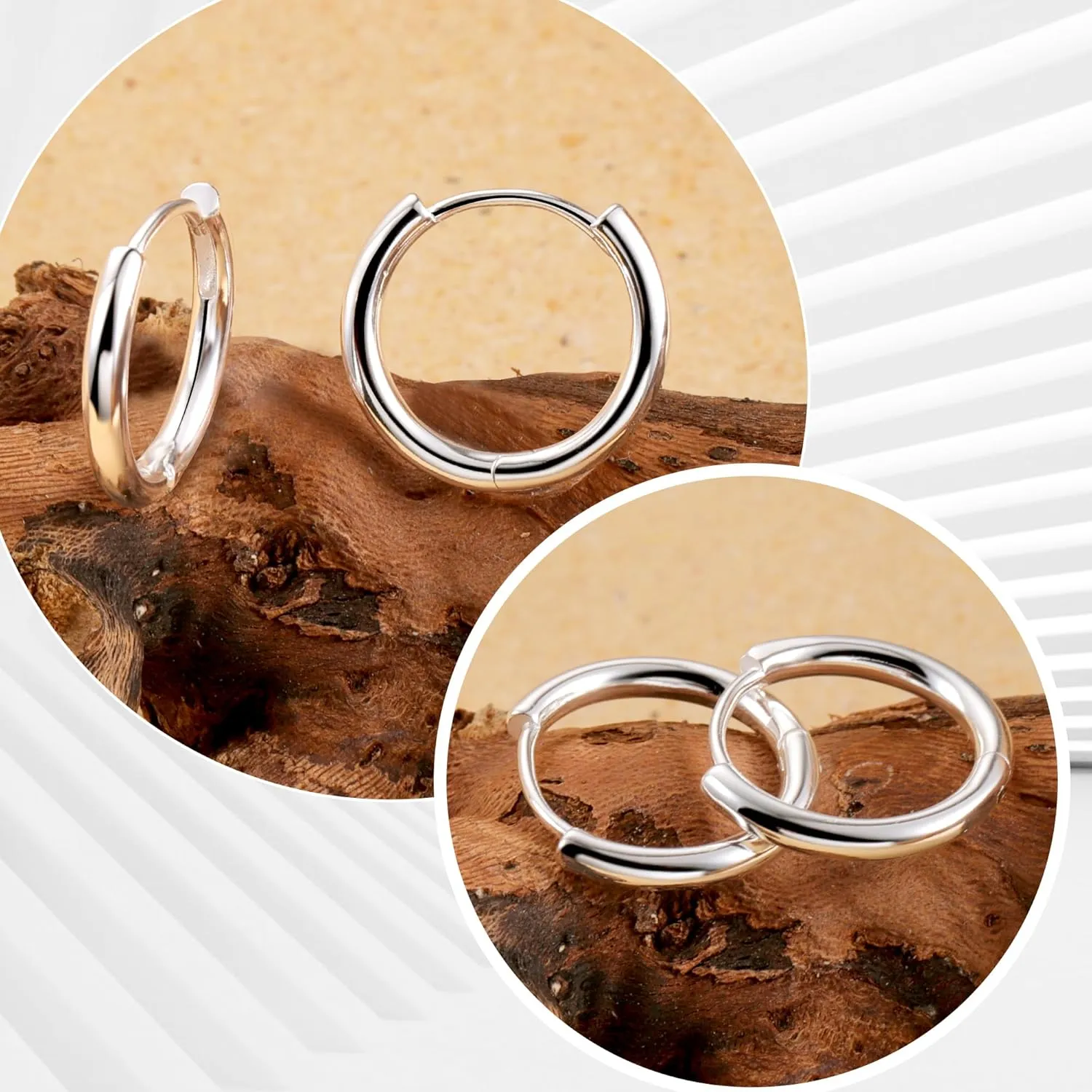 Small Earrings Sets 14K Gold 925 Sterling Silver Hoop Earrings for Women Huggie Cartilage Earring Set Cute Mini Thin Tragus Hoops Multiple Piercings Aretes Earrings Sets for Women Trendy ( 6-8-10-12-14-16 )mm