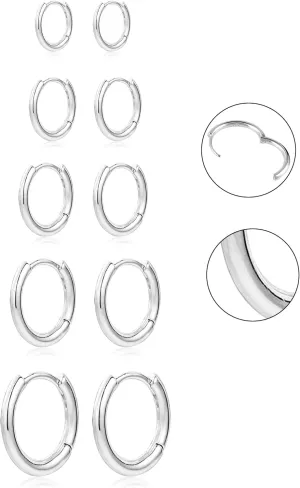 Small Earrings Sets 14K Gold 925 Sterling Silver Hoop Earrings for Women Huggie Cartilage Earring Set Cute Mini Thin Tragus Hoops Multiple Piercings Aretes Earrings Sets for Women Trendy ( 6-8-10-12-14-16 )mm