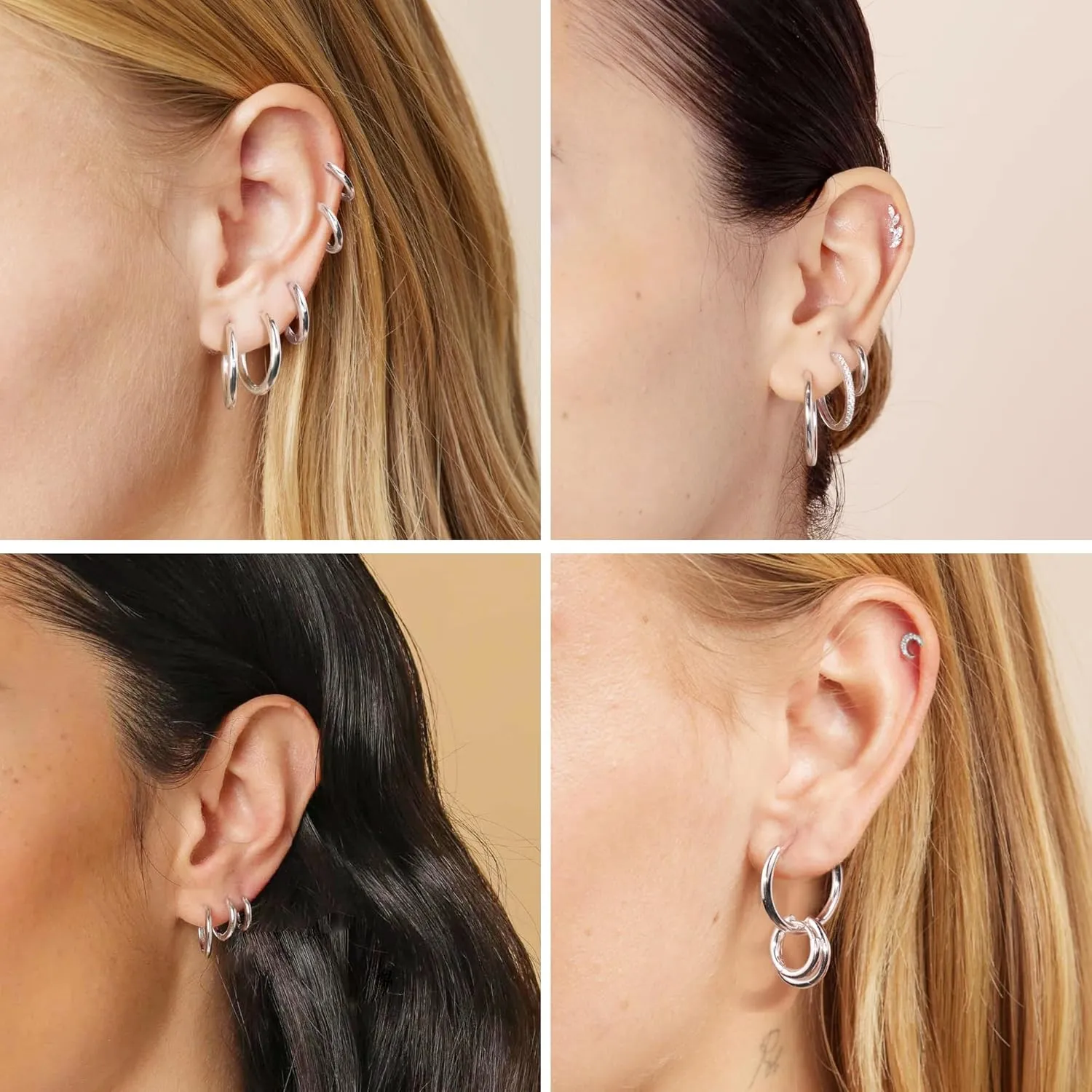 Small Earrings Sets 14K Gold 925 Sterling Silver Hoop Earrings for Women Huggie Cartilage Earring Set Cute Mini Thin Tragus Hoops Multiple Piercings Aretes Earrings Sets for Women Trendy ( 6-8-10-12-14-16 )mm