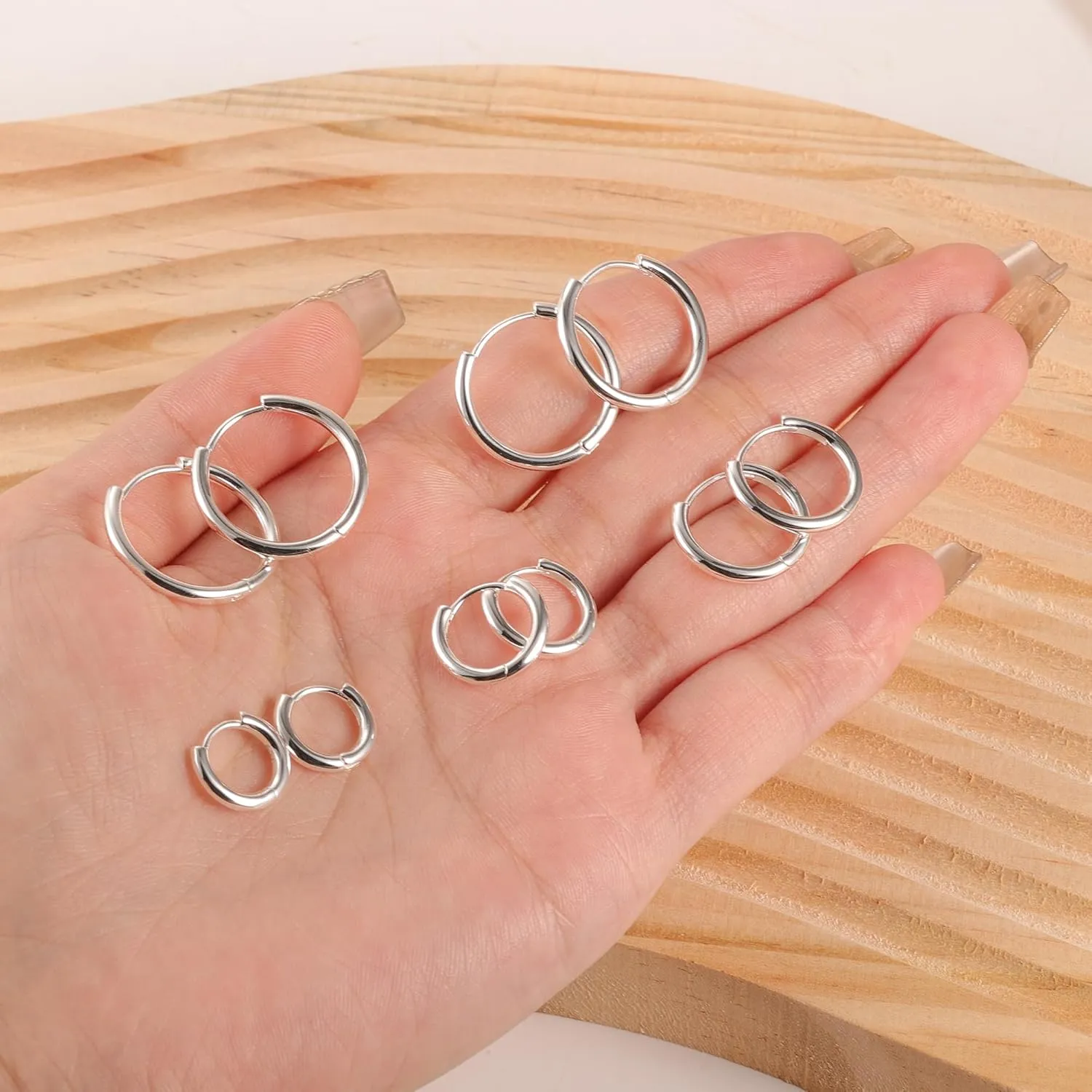 Small Earrings Sets 14K Gold 925 Sterling Silver Hoop Earrings for Women Huggie Cartilage Earring Set Cute Mini Thin Tragus Hoops Multiple Piercings Aretes Earrings Sets for Women Trendy ( 6-8-10-12-14-16 )mm