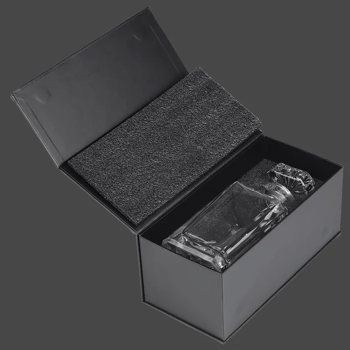 Square Glass Whiskey Decanter Set with Four 11 oz Rocks Glasses in Gift Box