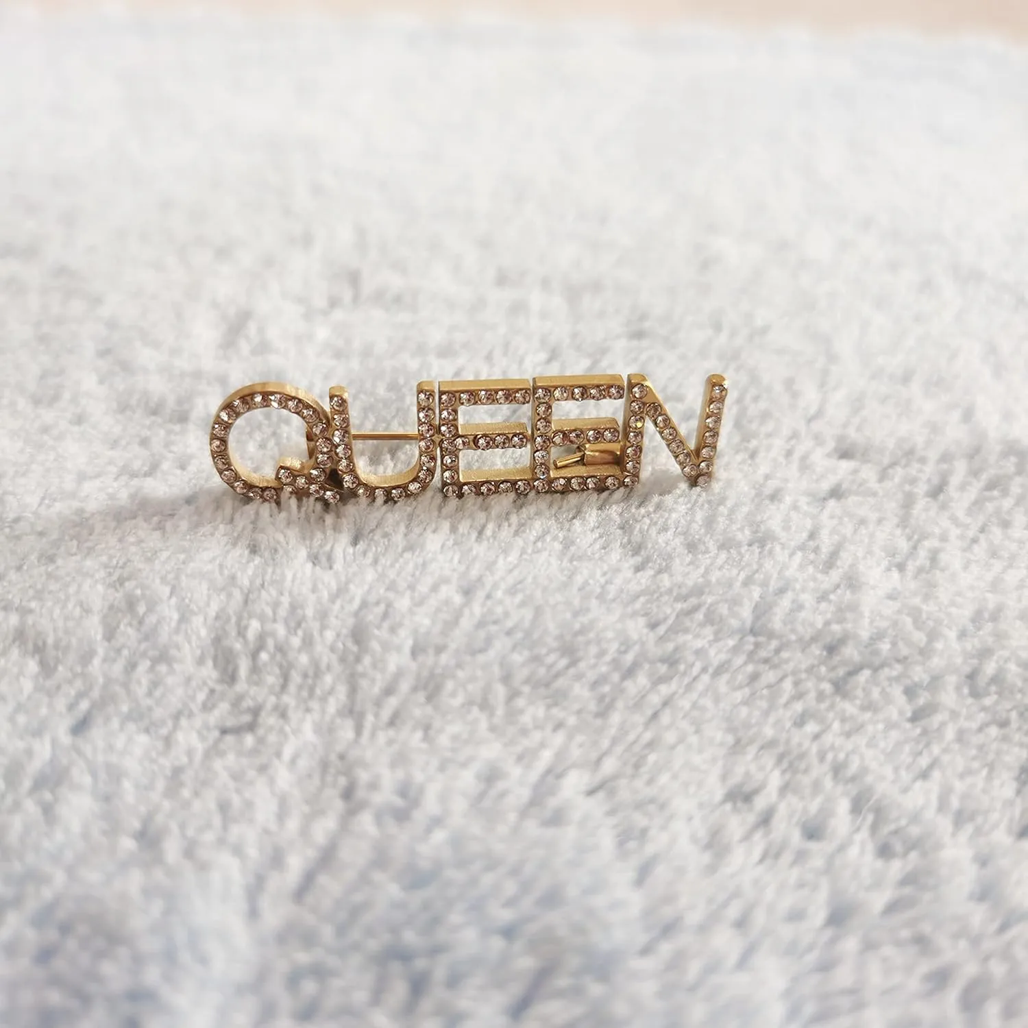 Stainless Steel Gold Plated Full Rhinestone Custom Name Brooch and Pin Custom Any Words Brooch