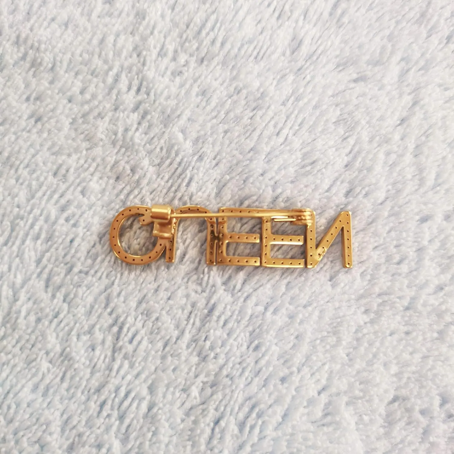 Stainless Steel Gold Plated Full Rhinestone Custom Name Brooch and Pin Custom Any Words Brooch