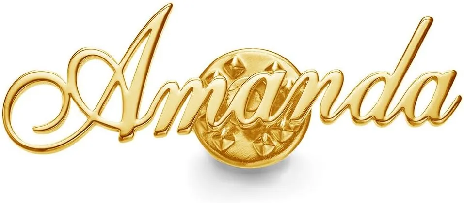 Stainless Steel Gold Plated Full Rhinestone Custom Name Brooch and Pin Custom Any Words Brooch