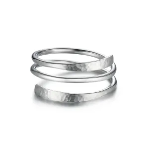 Sterling Silver Ring, LUKRAY Hammered Wire Wrap Ring, Adjustable Personalized Ring for Women, Handmade Thumb Name Ring form 3-13.5 (8)