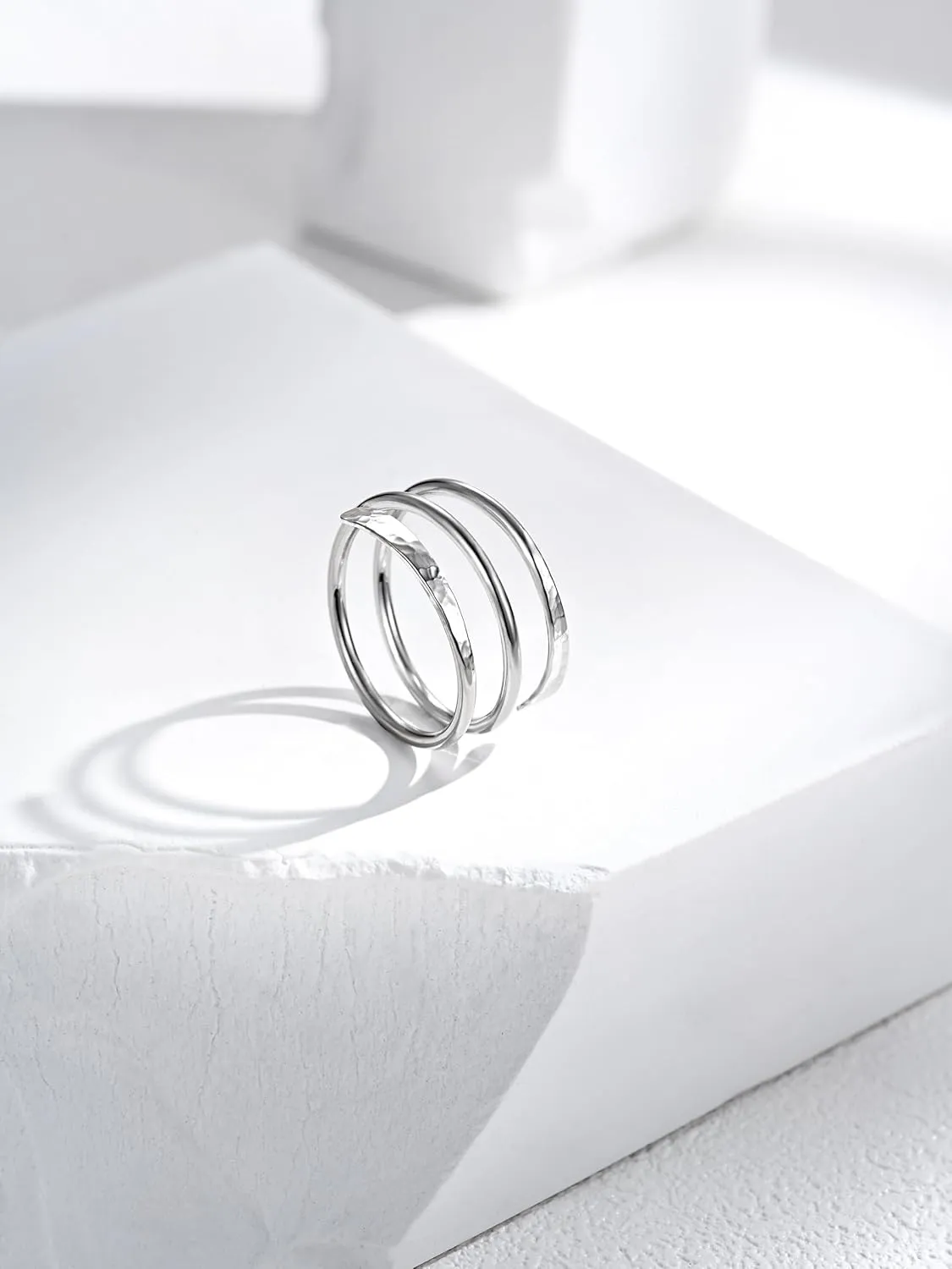 Sterling Silver Ring, LUKRAY Hammered Wire Wrap Ring, Adjustable Personalized Ring for Women, Handmade Thumb Name Ring form 3-13.5 (8)