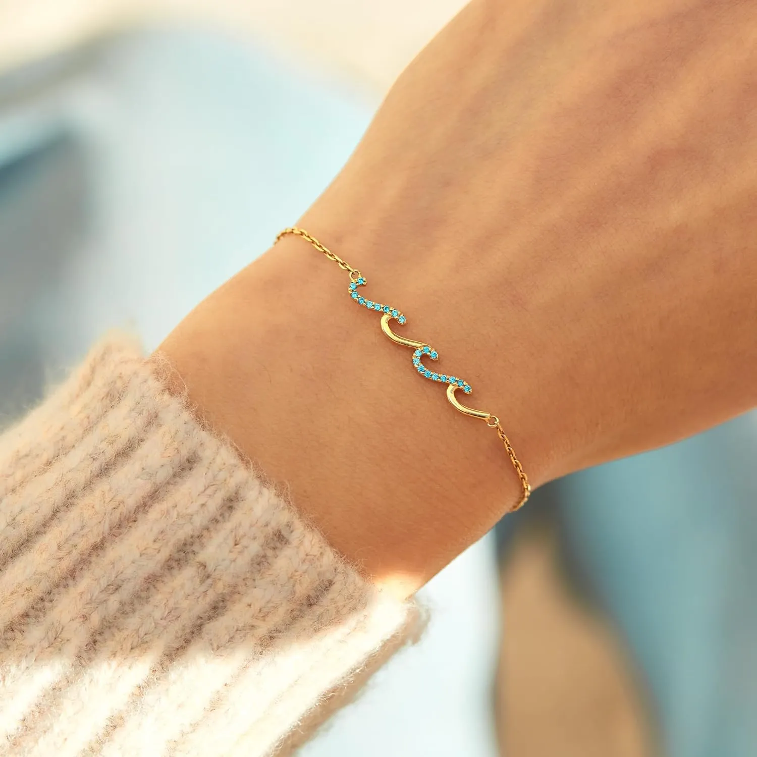 STORYJEWELLERY Gifts for Sister, Birthday Presents for Mom Sister and Friend, Wave Bracelet, Mom Bracelet, Mothers Day Gifts, Present for Granddaughter