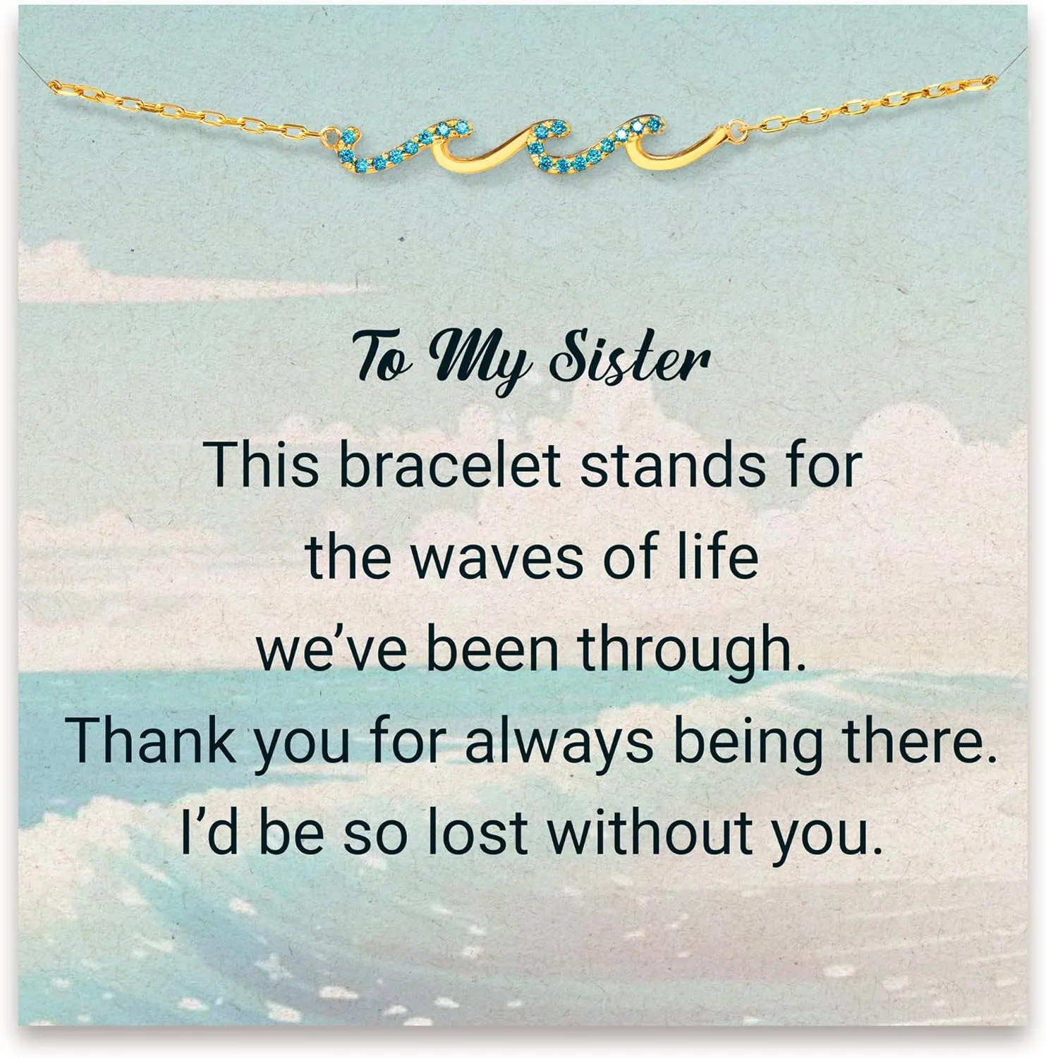 STORYJEWELLERY Gifts for Sister, Birthday Presents for Mom Sister and Friend, Wave Bracelet, Mom Bracelet, Mothers Day Gifts, Present for Granddaughter