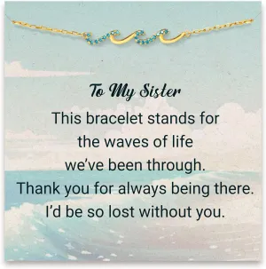 STORYJEWELLERY Gifts for Sister, Birthday Presents for Mom Sister and Friend, Wave Bracelet, Mom Bracelet, Mothers Day Gifts, Present for Granddaughter