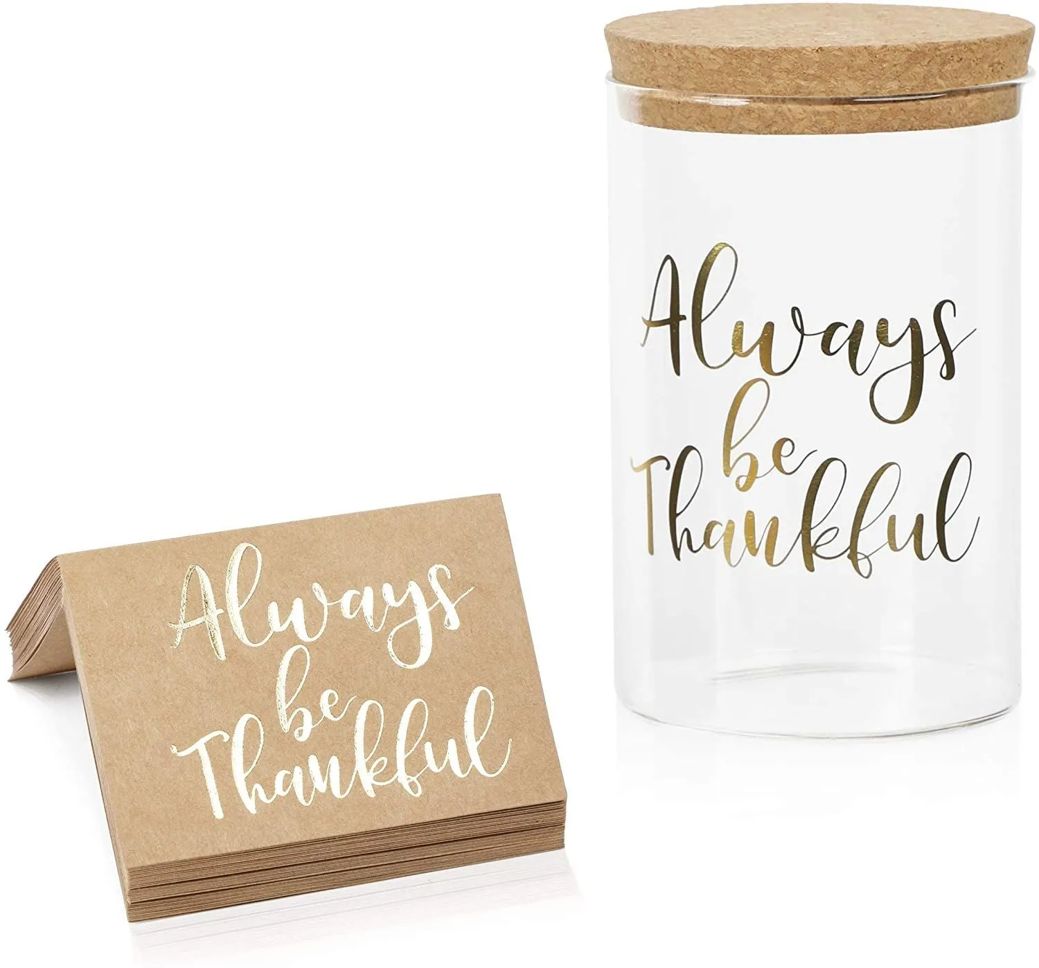 Thanksgiving Gratitude Jar with Cards, Always Be Thankful (4 x 6 In, 31 Pieces)
