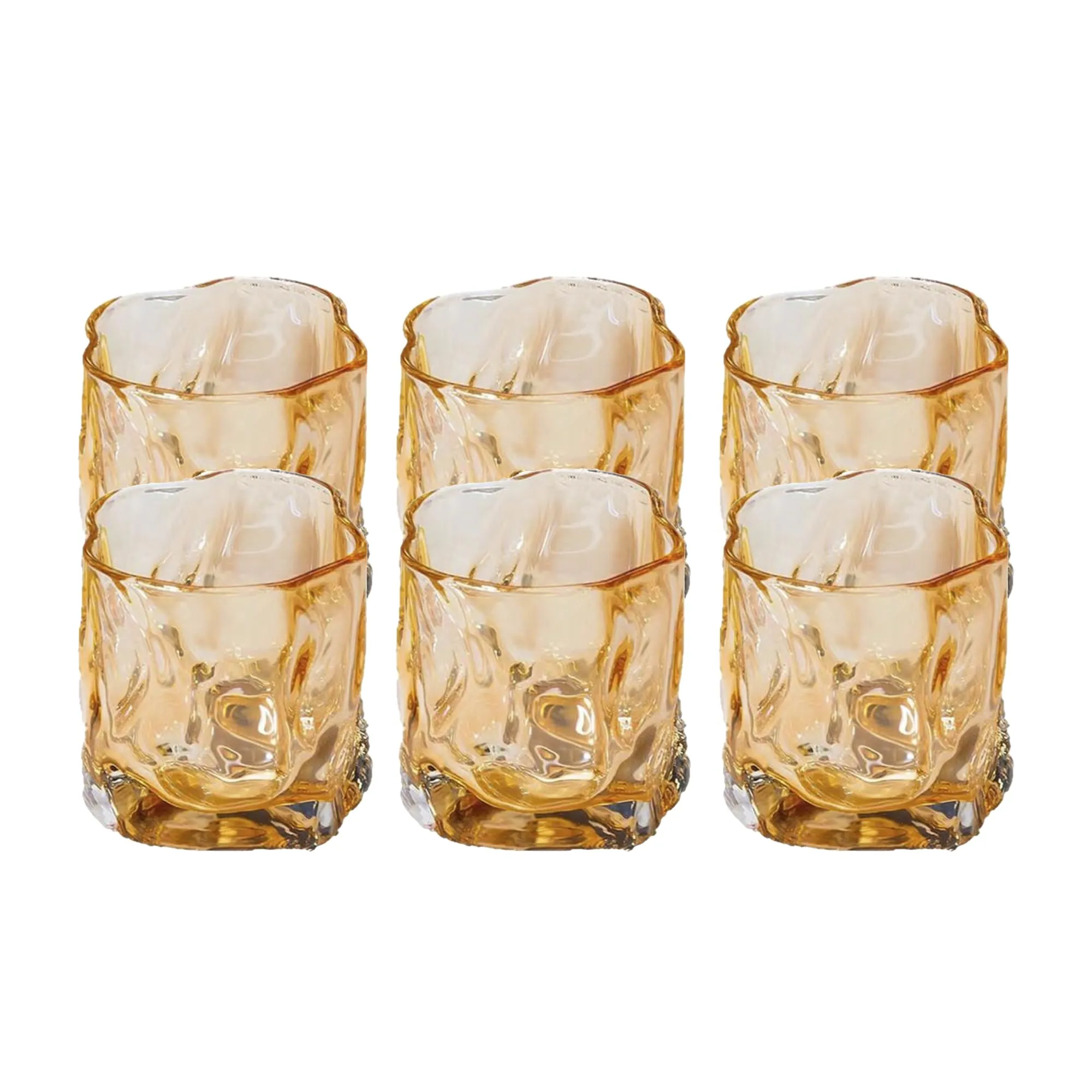 The Better Home Zest Juice Glasses Set of 6 (230ml Each) | Water Glasses | Cold Drink Glass | Lead Free Drinking Glasses | Kitchen Gift Items | Kaanch Ke Glass | Housewarming Gifts (Amber)