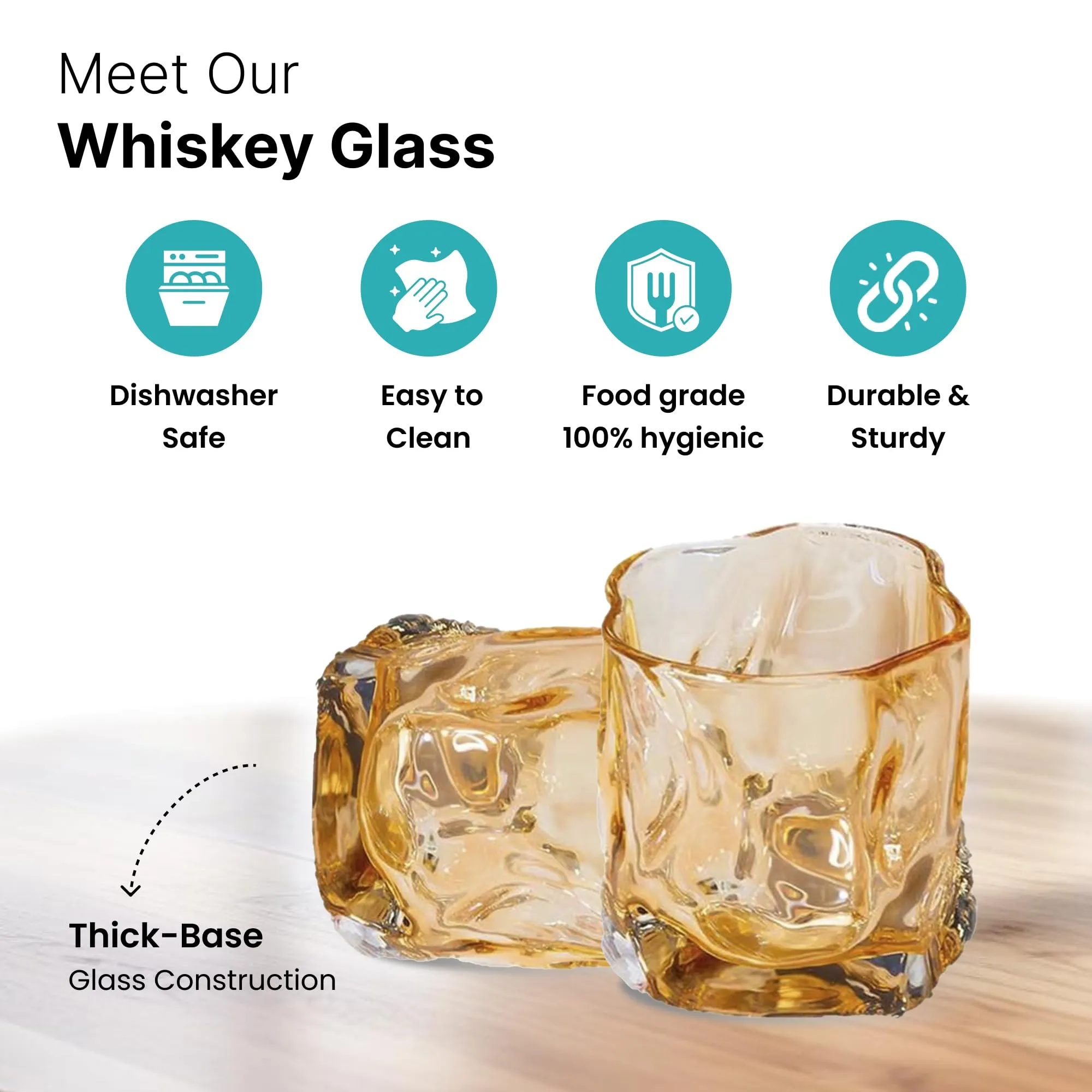 The Better Home Zest Juice Glasses Set of 6 (230ml Each) | Water Glasses | Cold Drink Glass | Lead Free Drinking Glasses | Kitchen Gift Items | Kaanch Ke Glass | Housewarming Gifts (Amber)
