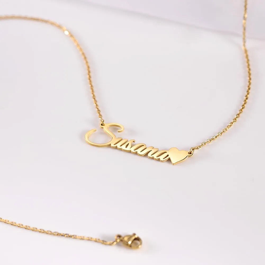 TinyName Custom Name Necklace Personalized 18K Gold Plated Nameplate Customized Jewelry Gift for Women