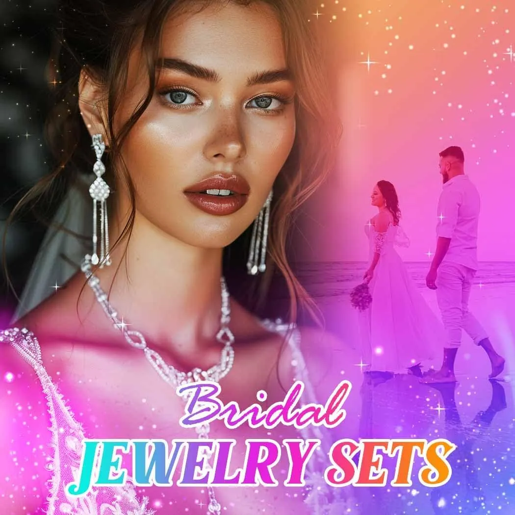 Unicra Bride Wedding Jewelry Sets Crystal Bridal Necklace Earrings Set Rhinestone Choker Necklace Prom Costume Jewelry for Women and Brides
