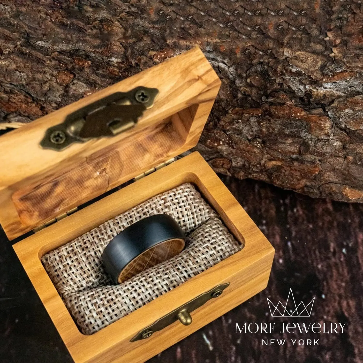 Whiskey Barrel Wedding Ring  Tungsten Wedding Band  Tungsten Ring for Men  Minimalist Engagement Ring
