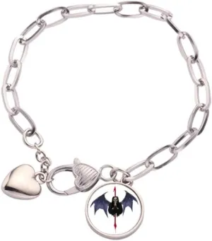 Wing Devil Goth Prayer Art Deco Fashion Heart Chain Bracelet Jewelry Charm Fashion