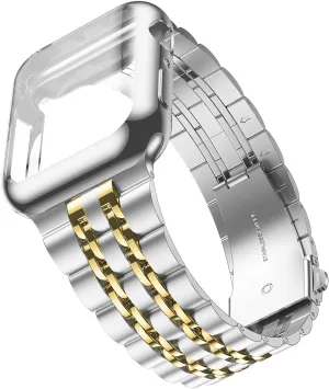 Wolait Compatible with Apple Watch Band 46mm 49mm 45mm 44mm 42mm 41mm 40mm 38mm with Case,Upgraded Stainless Steel Metal Business Band with Screen Protector for iWatch Series10/9/8/7/SE Series 6/5/4/3/2/1