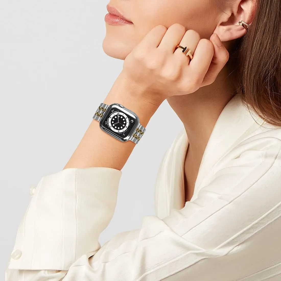 Wolait Compatible with Apple Watch Band 46mm 49mm 45mm 44mm 42mm 41mm 40mm 38mm with Case,Upgraded Stainless Steel Metal Business Band with Screen Protector for iWatch Series10/9/8/7/SE Series 6/5/4/3/2/1